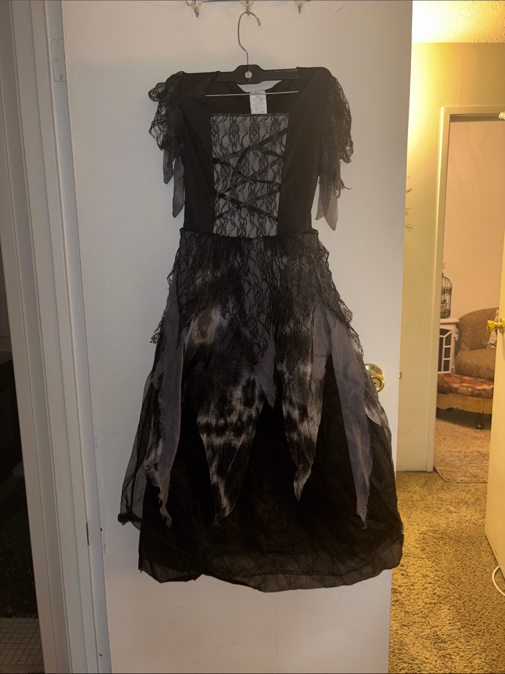 Girls' Black Lace-Up Gothic Costume